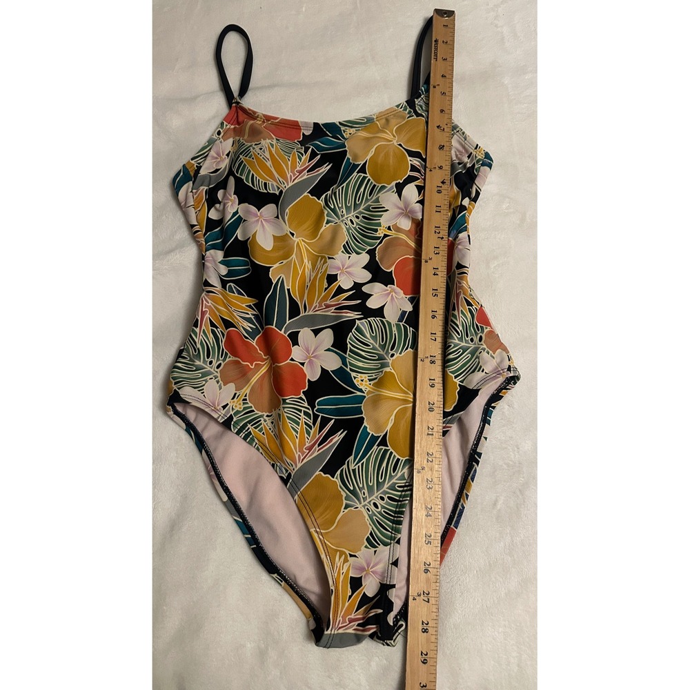 Hurley Womens Tropical Floral One Piece Swimsuit Black Multi Color Size M - Picture 11 of 14